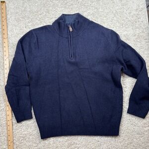Jos A Bank Mens Navy Blue 80 Lambswool 20 Nylon Quarter Zip Sweater XL